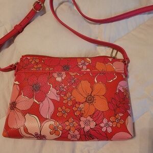 Floral Coral/Pink/Orange Crossbody Bag  NWOT